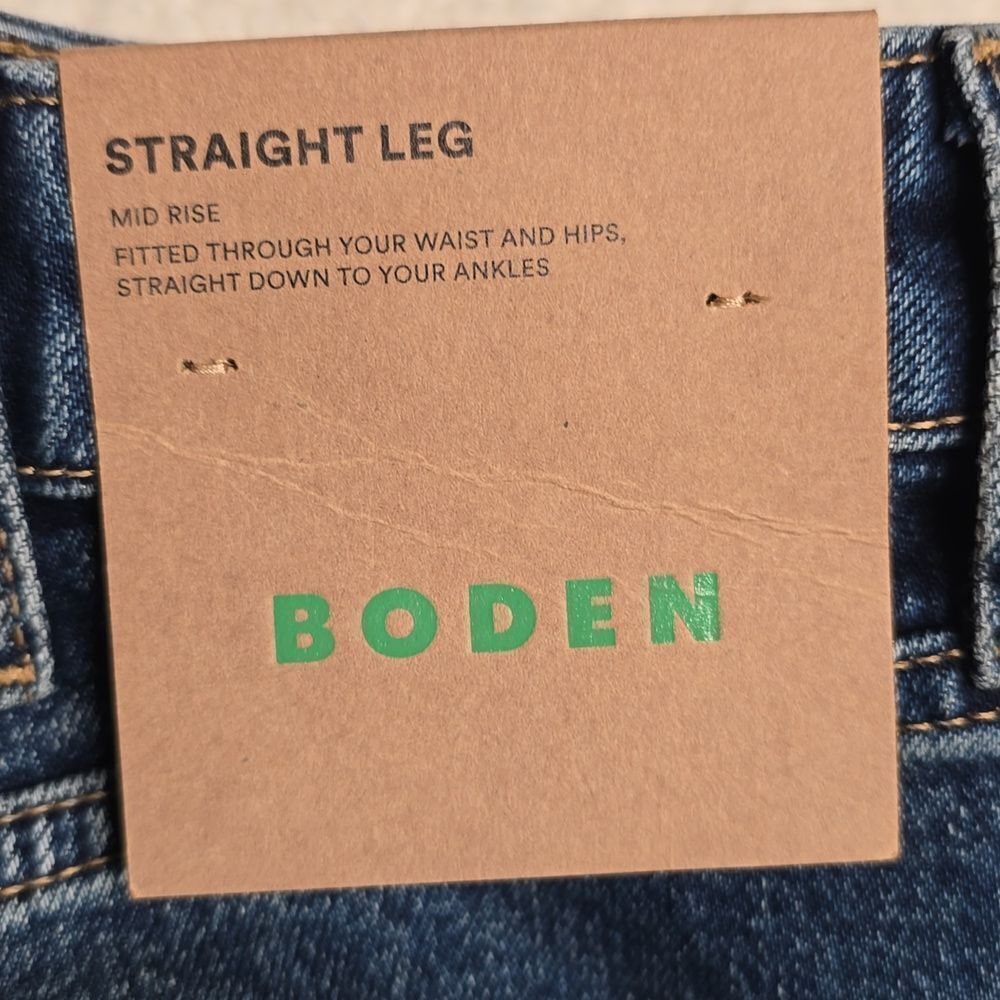 1458 NWT Boden Mid Rise Straight Leg Jeans-Dark Vintage Sz 32R - Picture 8 of 10